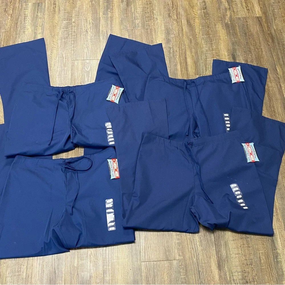Cherokee Ladies‎ Medical Navy Scrub Bottoms Pants Lot Of 4 Drawstring Waist Sz L
